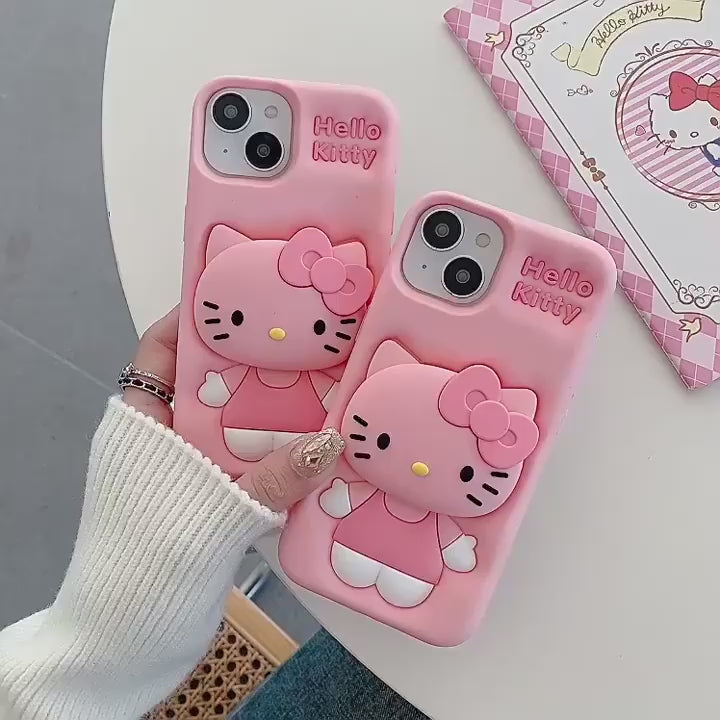 3D Pink Hello Kitty Case with Holder (NEW) – IPHONE COVERS