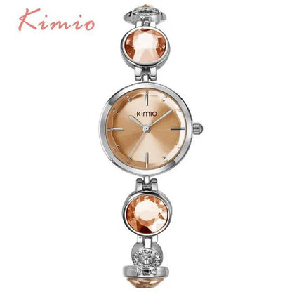 KIMIO Fashion Stone Bracelet Watch For Women / Girls - Orange